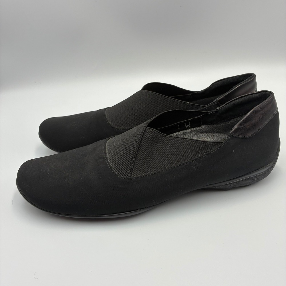 Sesto Meucci Black Stretch Fabric Slip On Flats Round Toe Shoes Womens 6 W